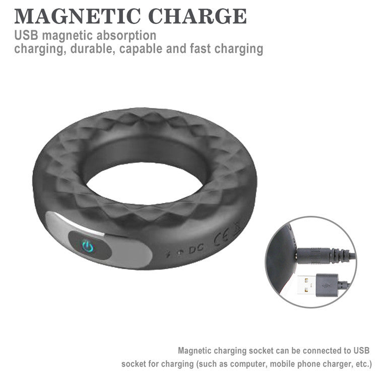 Rechargeable Silicone Vibration Lock Fine Ring Male Delay Masturbator Condom Ring Couple Sharing Donut Charging Ring