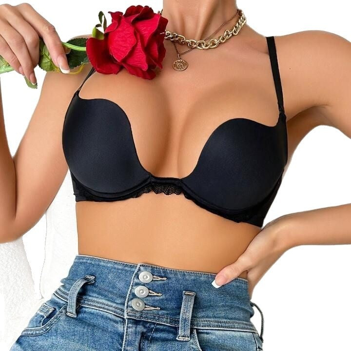 Invisible Backless Deep V Sexy Seamless Push-Up Mango Cup U-Shape Beautiful Back Bra Wedding Dress Halter Bra