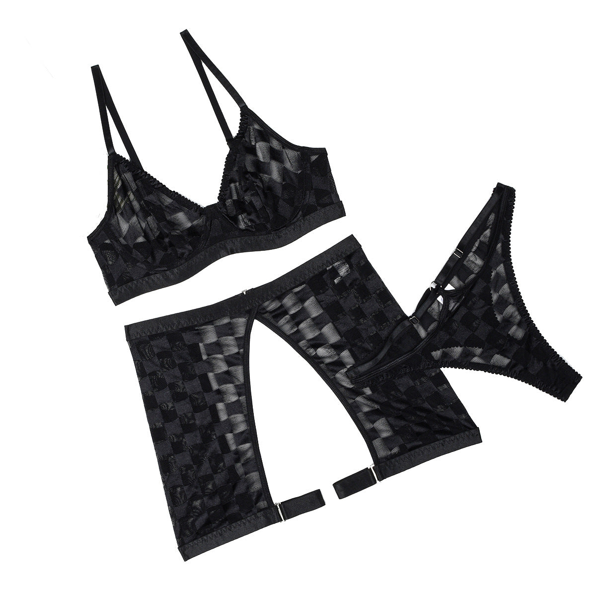 New mesh mesh sexy lingerie three piece set