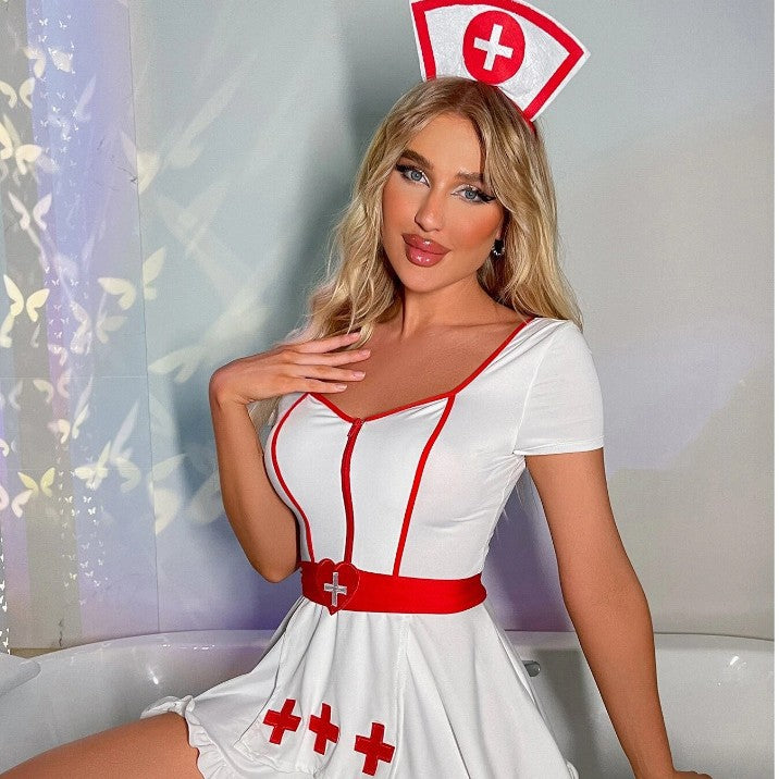 Sexy Nurse Costume Role Play Uniform Temptation Lingerie Set