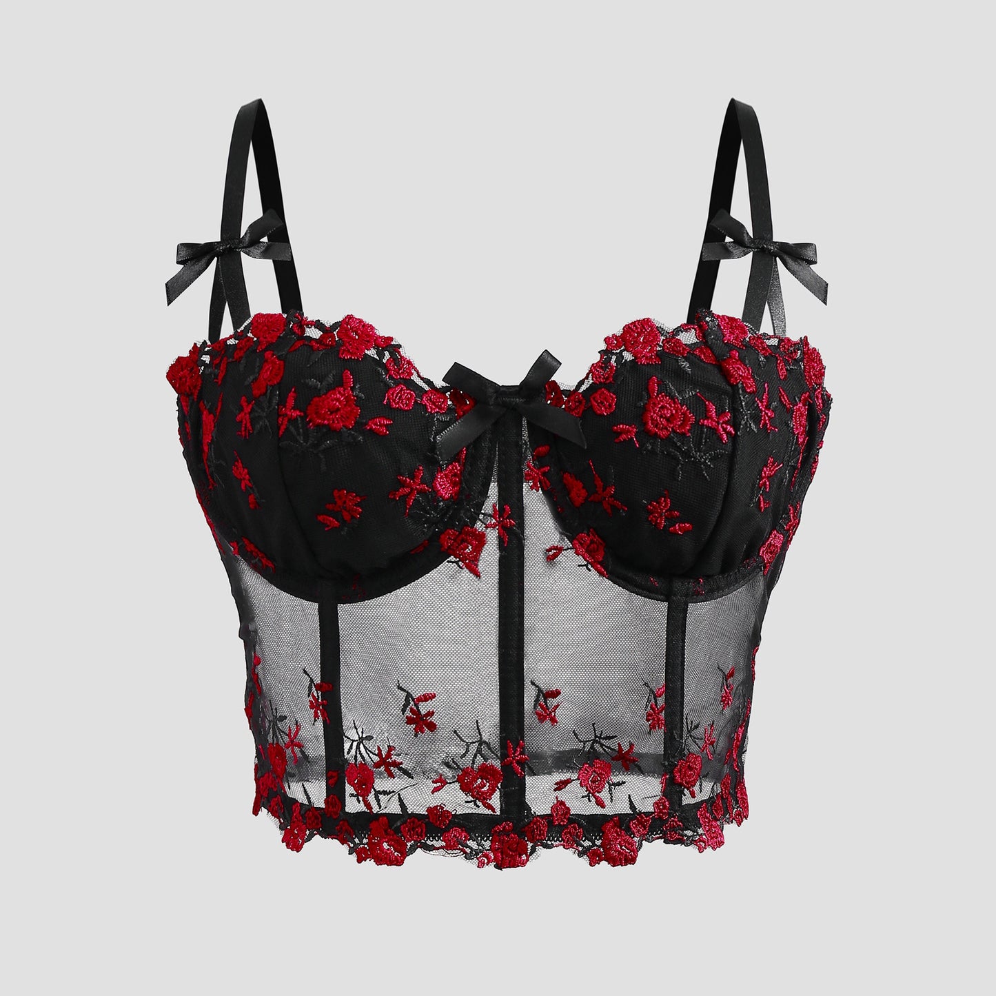 Perspective embroidery floral butterfly bow fishbone breasted vest