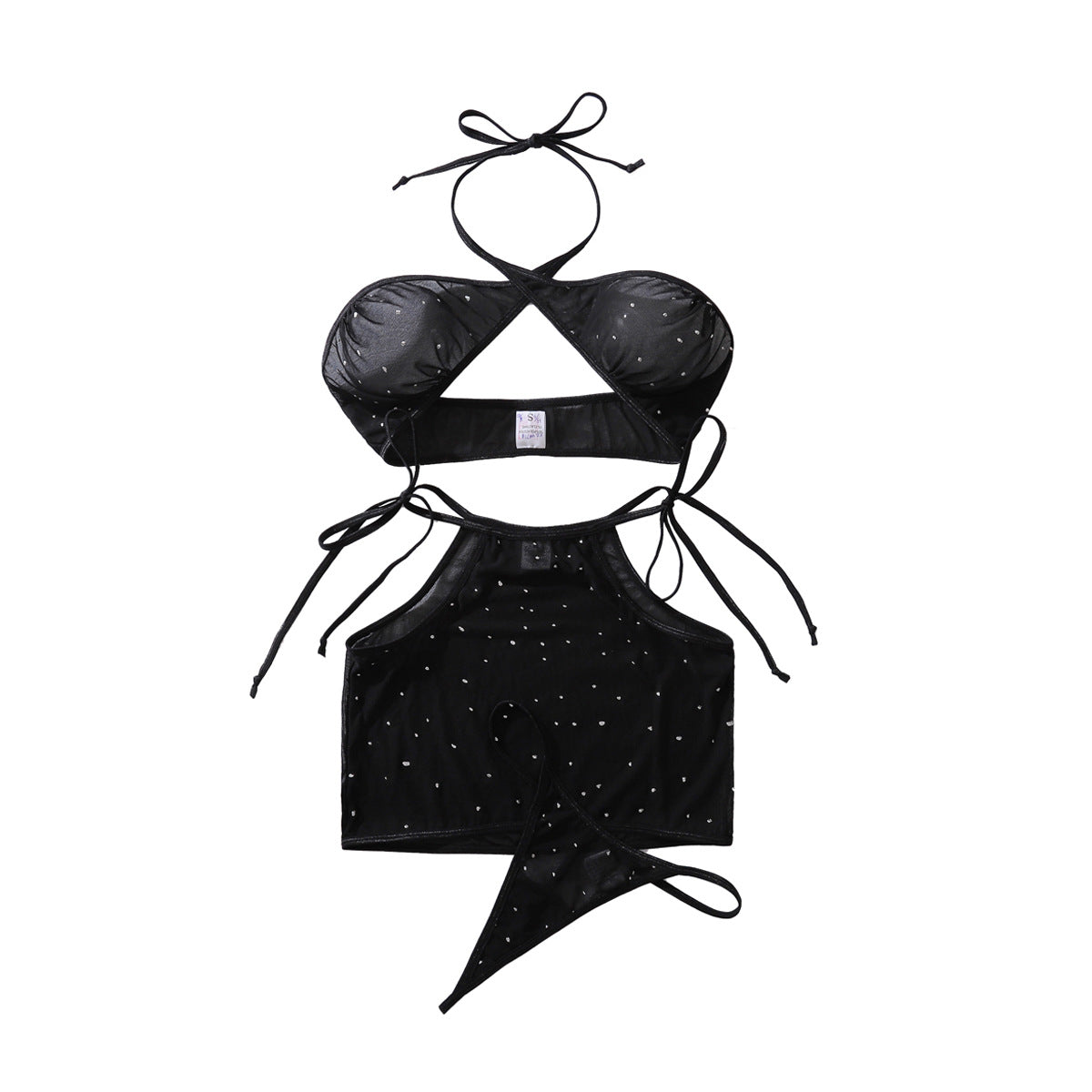 Starlight perspective cross hanging neck tie three-point sexy lingerie split set