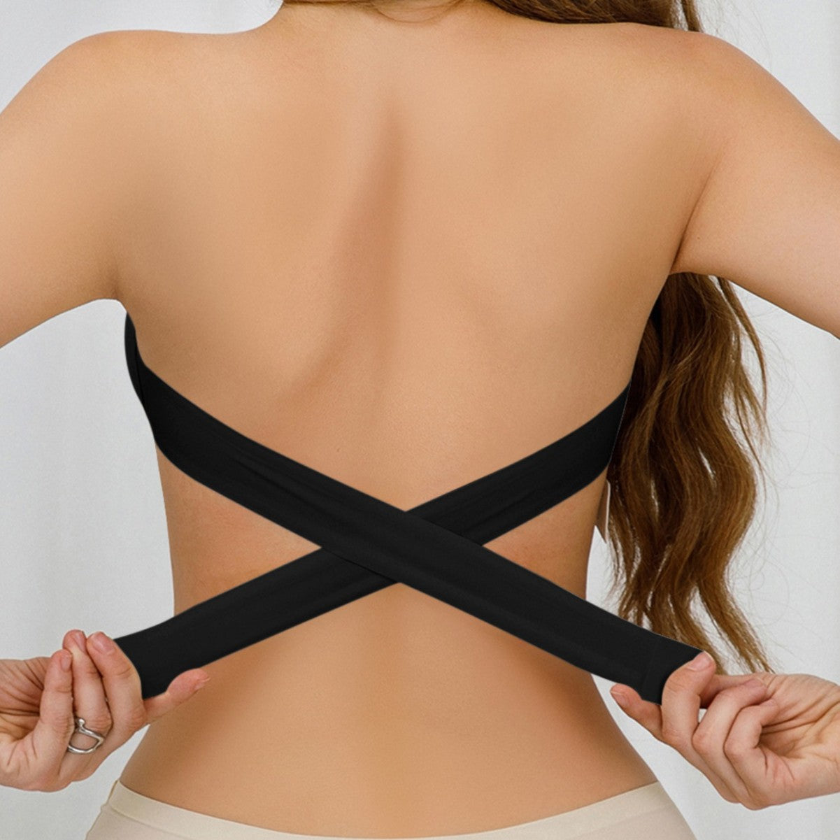 Women's Strapless Bra with Crossed Side Buckle Underwear