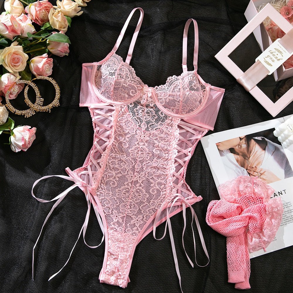 Summer Lace Sexy Multi-color Jumpsuit Strap Cross-tie Shapewear Chastity  Trade Wholesale