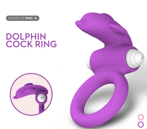 QUYUE Dolphin Clitoris Orgasm Waterproof Vibrating Silicone Cock Rings Couple Co-vibrator Penis Rings for Men, Adult Sexy Toys