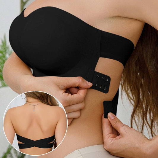 Women's Strapless Bra with Crossed Side Buckle Underwear