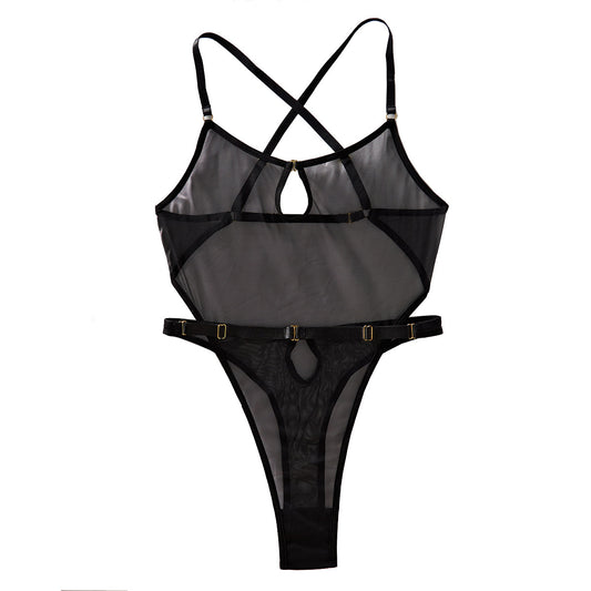 Perspective mesh cross beautiful back fashionable design fun jumpsuit for women